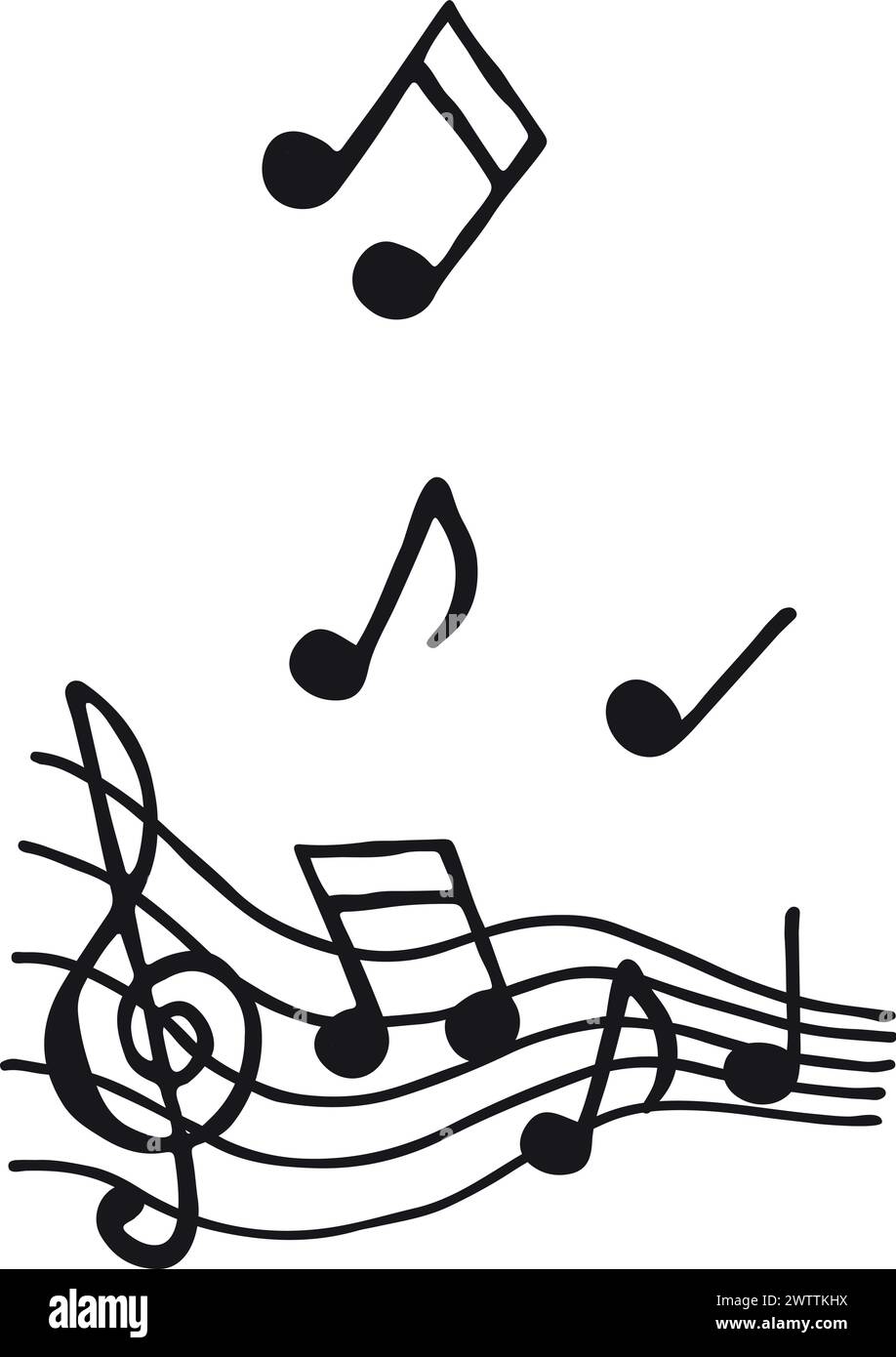 Mélodie notes de musique théâtre couleur doodle dessin Illustration de Vecteur