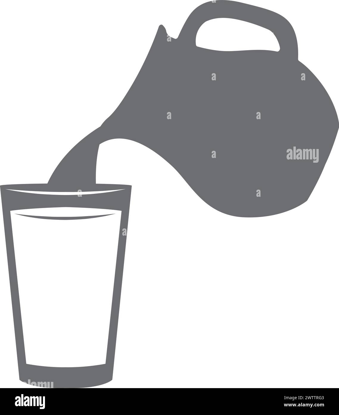 Verser le lait dans l'icône en verre. Boisson fraîche et saine Illustration de Vecteur