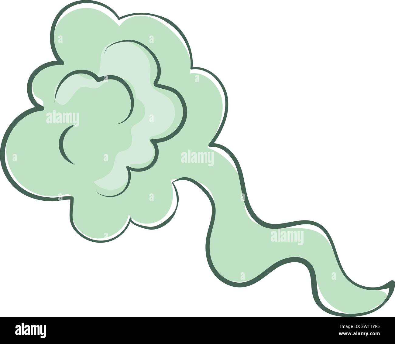 Mauvaise traînée d'odeur. Icône verte de nuage toxique Illustration de Vecteur