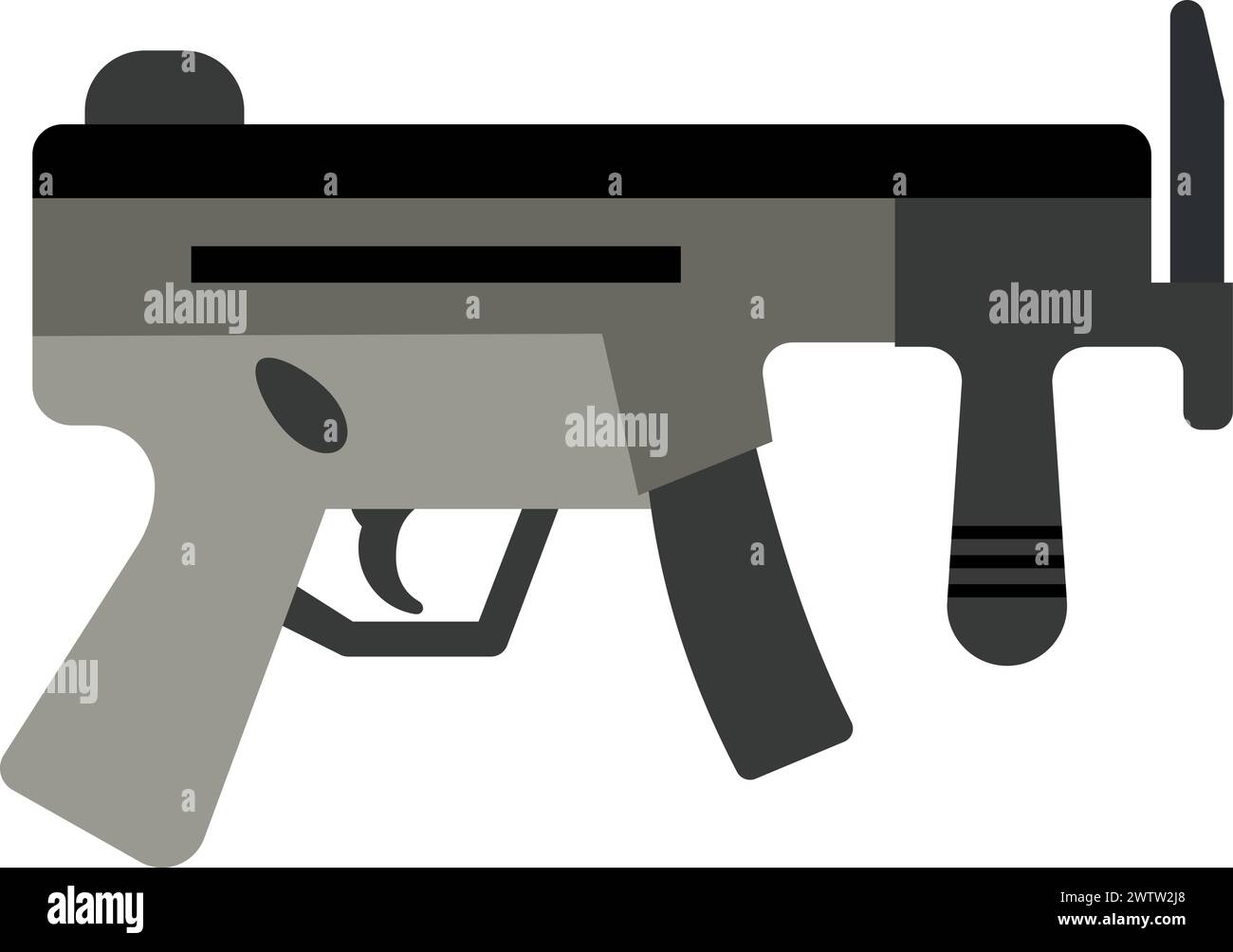 Mitrailleuse. Arme automatique militaire. Arme de poing métallique Illustration de Vecteur