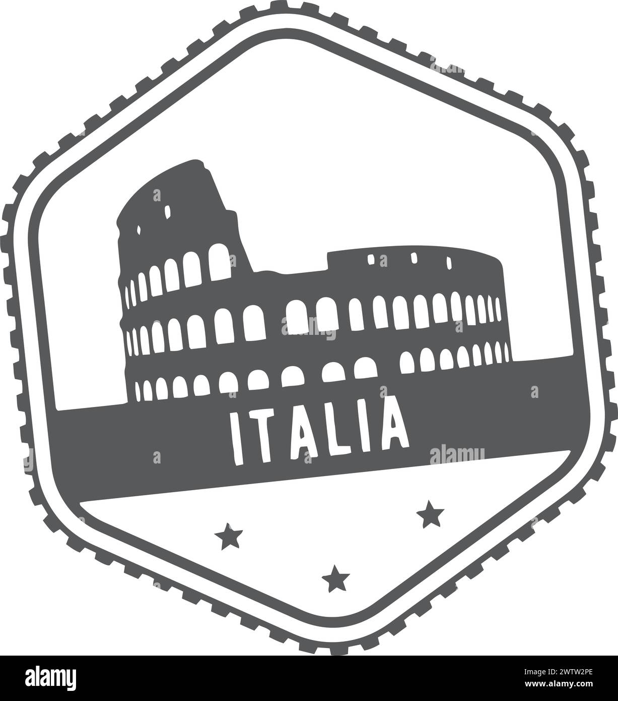Autocollant de voyage Italia. Symbole de voyage de vacances en Europe Illustration de Vecteur