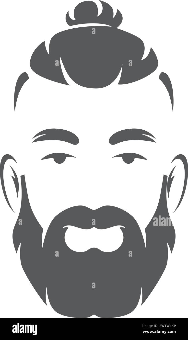 Portrait hipster. Logo mode barbershop. Avatar noir Illustration de Vecteur