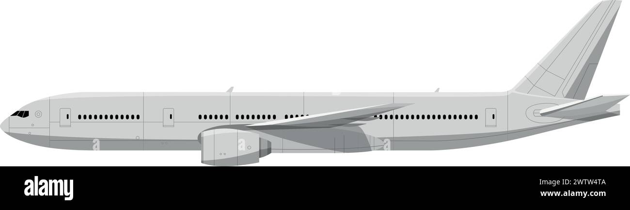 Vue latérale de l'avion. Jet pour passagers. Avion volant Illustration de Vecteur