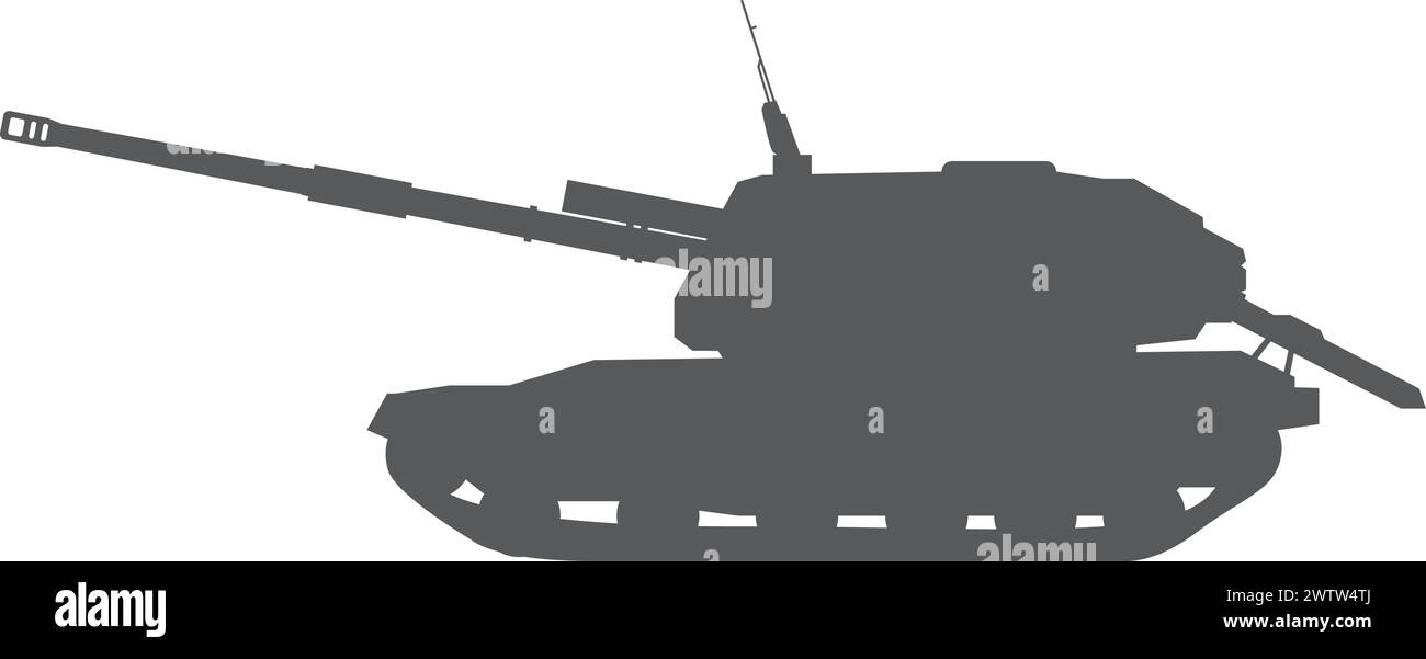Silhouette noire du char de chasse-chars. Symbole de la force de l'armée Illustration de Vecteur