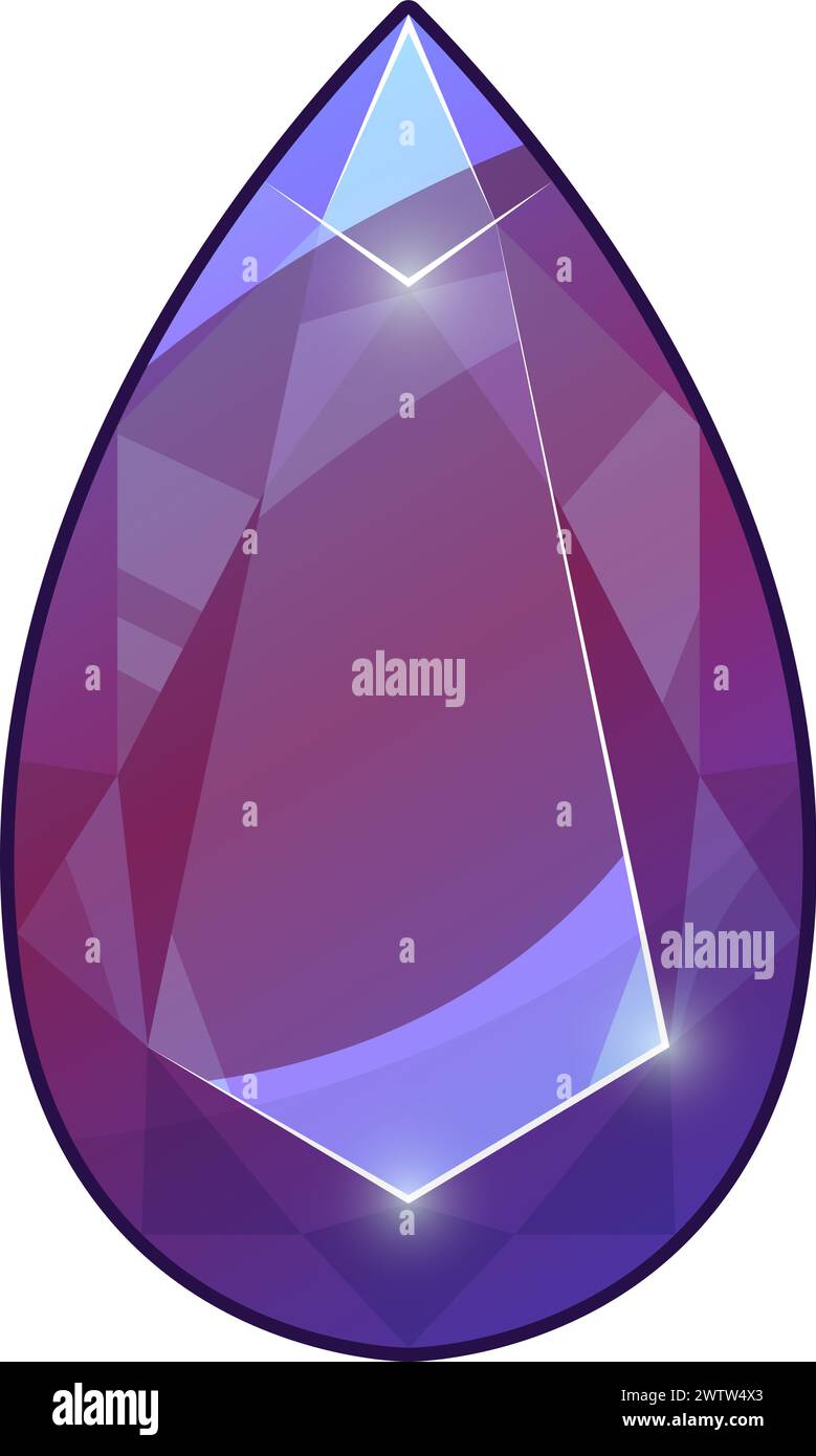 Pierre précieuse violette. Bijou précieux de dessin animé. Icône améthyste Illustration de Vecteur