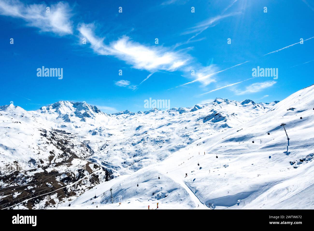 Les Menuires, France, paysage de terrain de ski aux Menuires, éditorial seulement. Banque D'Images