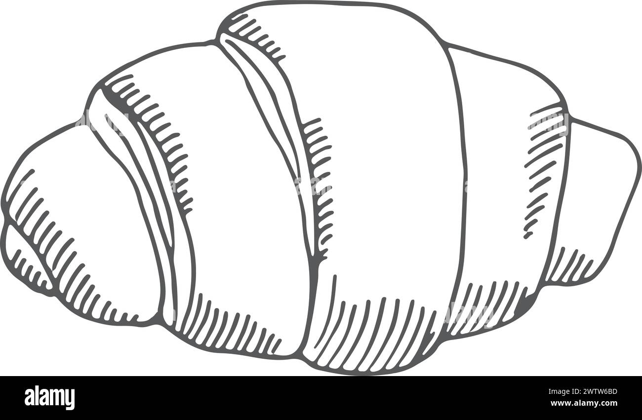 Croissants doodle. Icône de boulangerie sucrée dessinée à la main Illustration de Vecteur