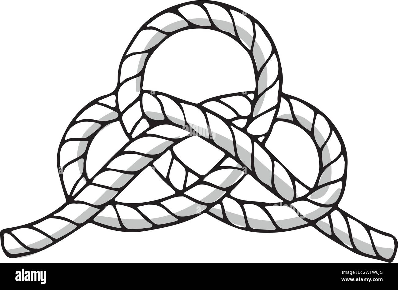 Dessin de boucle de corde. Noeud nautique. Câble naval Illustration de Vecteur