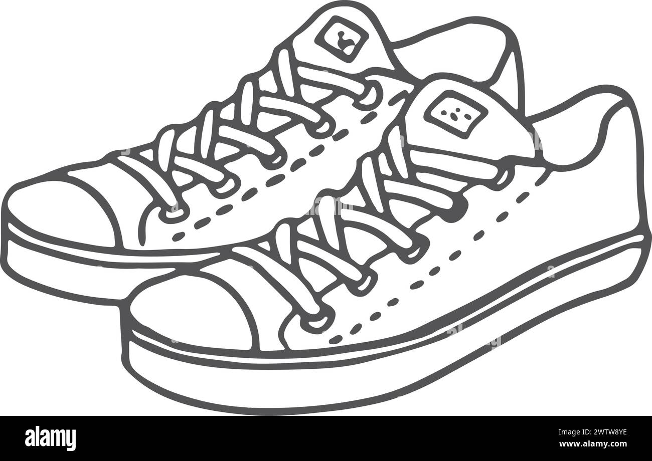 Sneakers doodle icône. Croquis de chaussures de sport décontractées Illustration de Vecteur