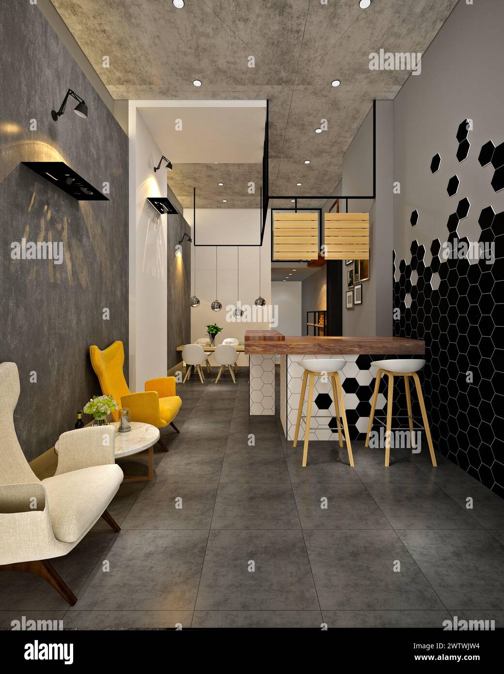 café moderne 3d render Banque D'Images