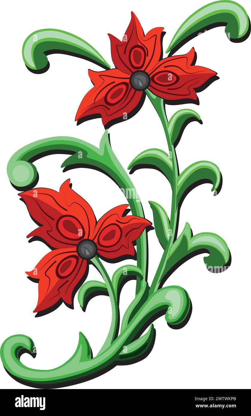 Illustration de belle couleur rouge bouquet de fleurs de ruche Vector Art Illustration de Vecteur