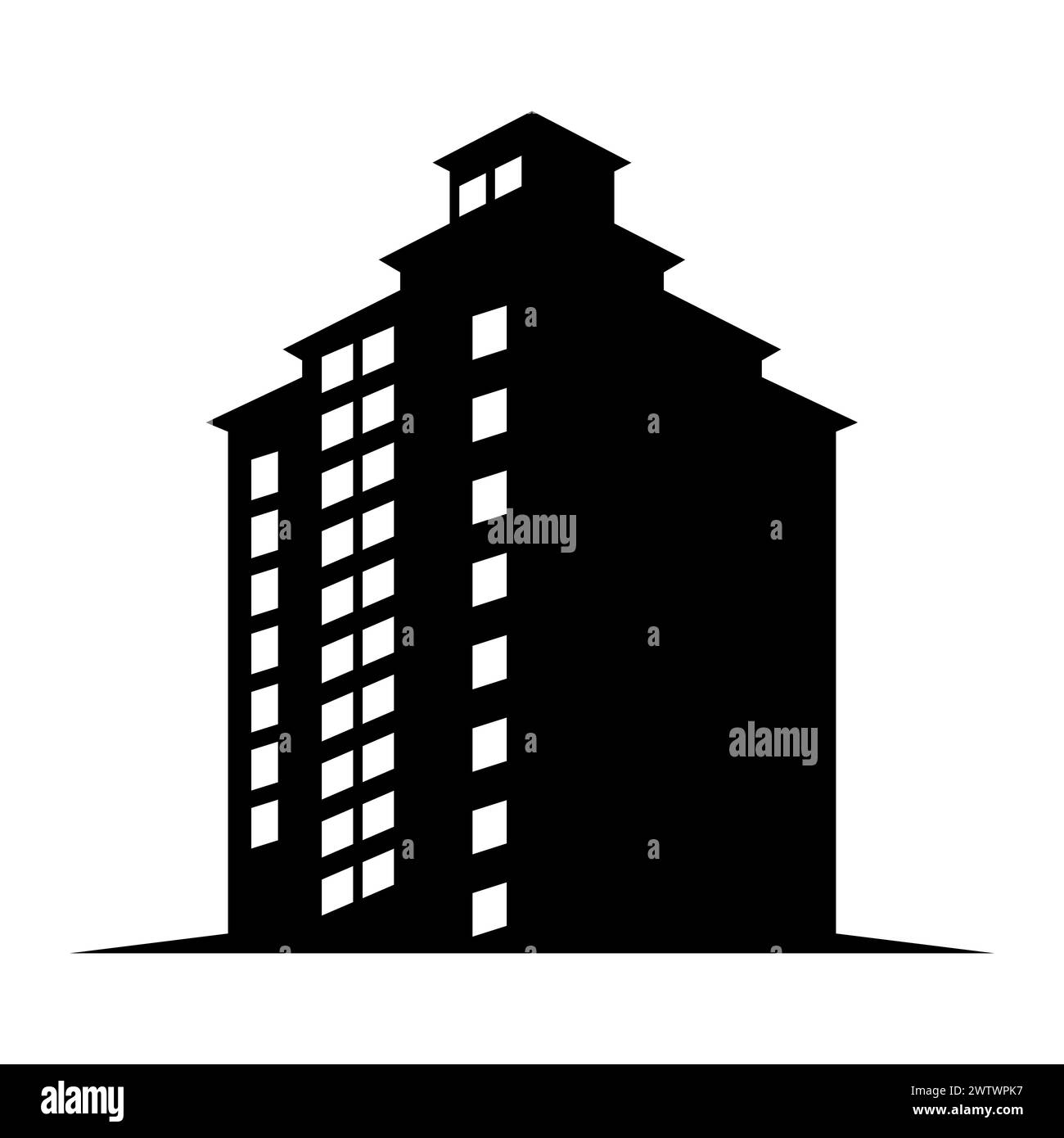 icône de bâtiment d'appartement de vecteur sur fond blanc Illustration de Vecteur
