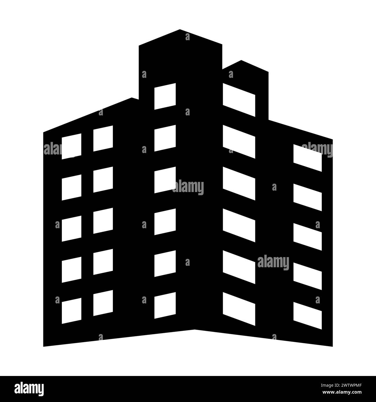 icône de bâtiment d'appartement de vecteur sur fond blanc Illustration de Vecteur