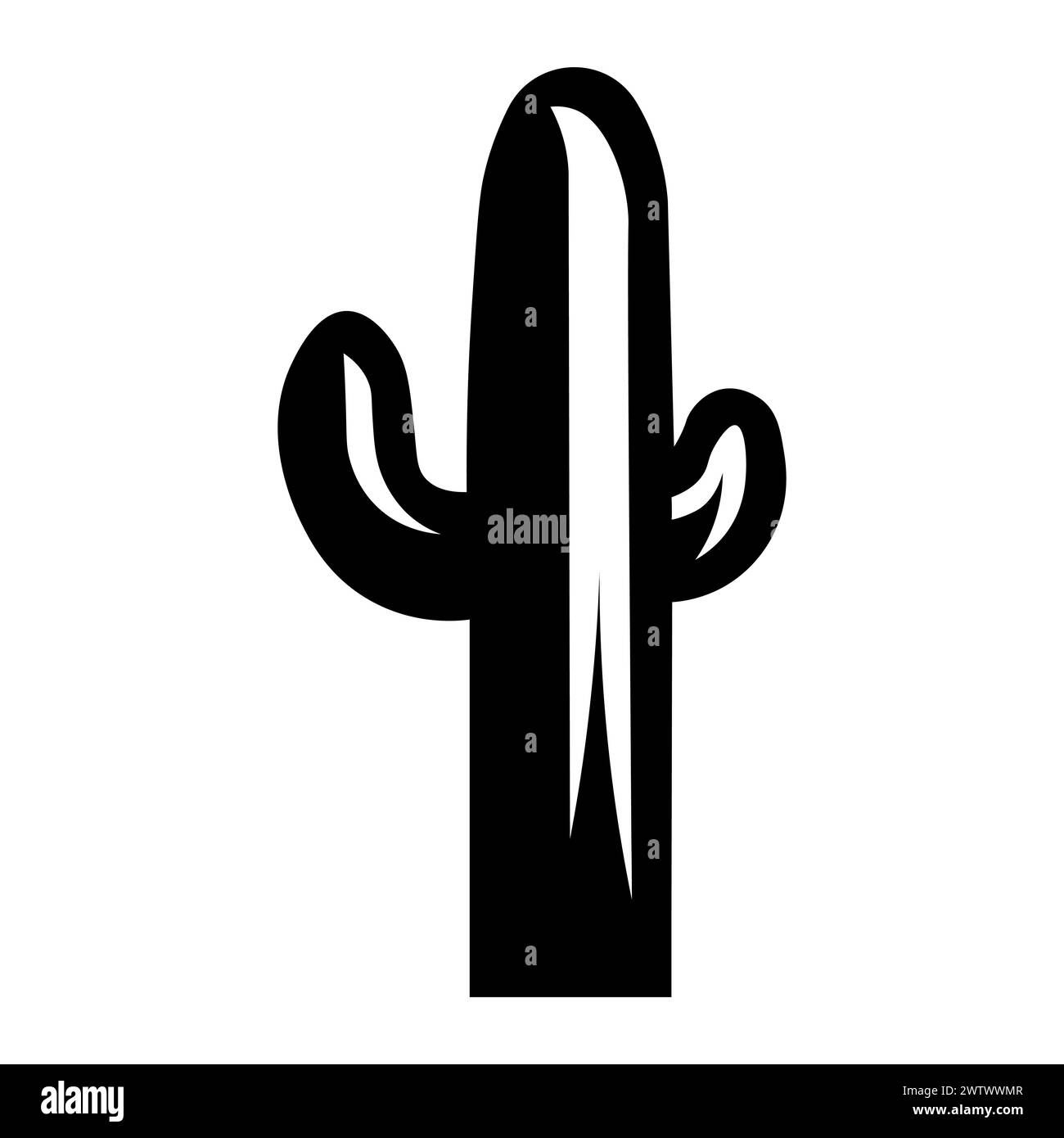 icône de cactus vecteur noir sur fond blanc Illustration de Vecteur
