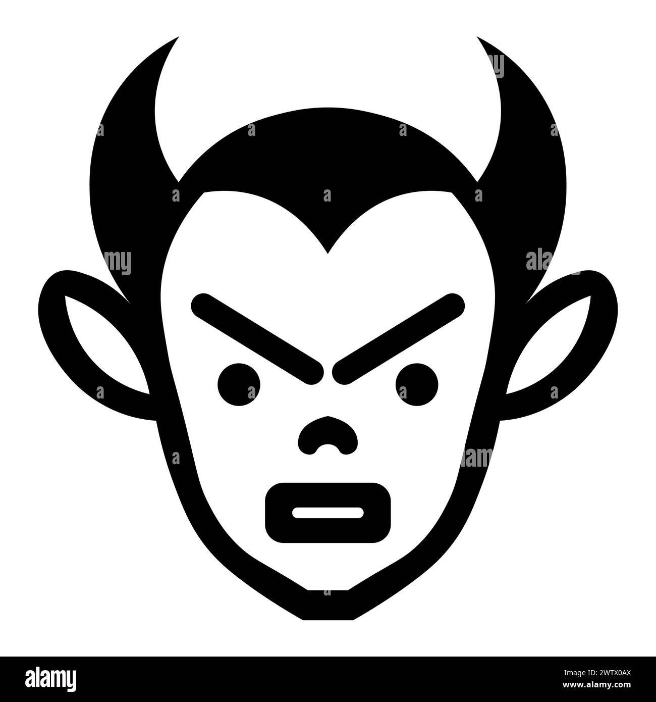 icône de diable de vecteur noir sur fond blanc Illustration de Vecteur