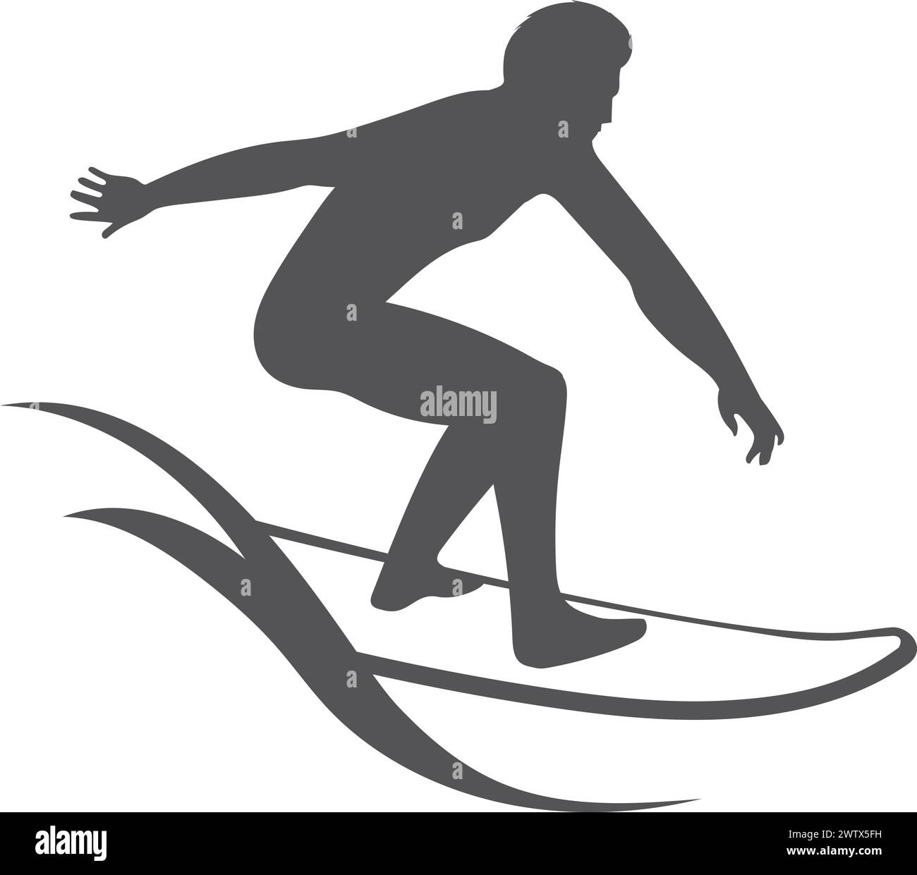 Logo Surfing Man noir. Sport des vagues océaniques Illustration de Vecteur