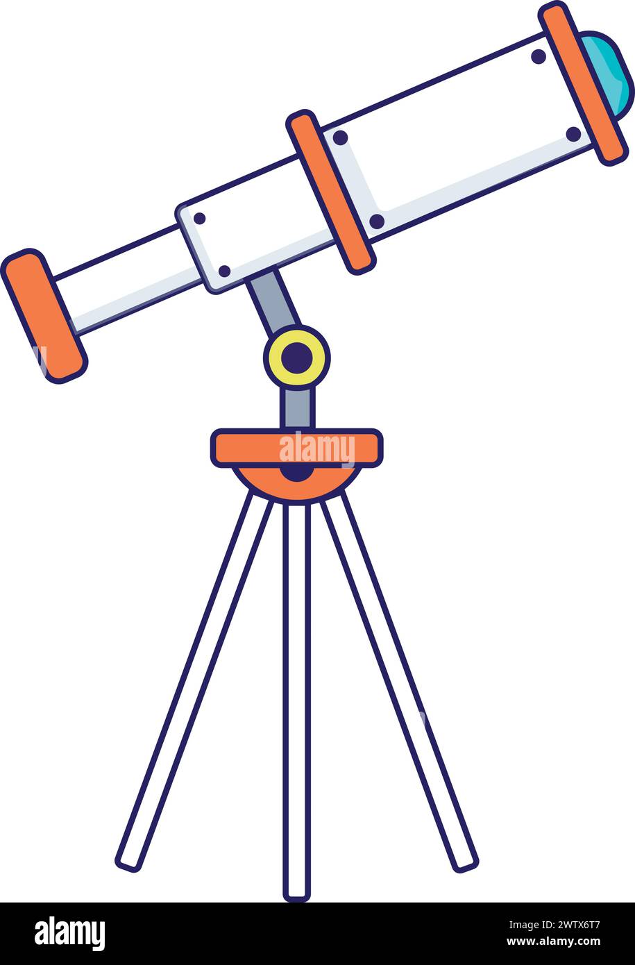 Télescope et étoiles. Icône vectorielle plate colorée Illustration de Vecteur