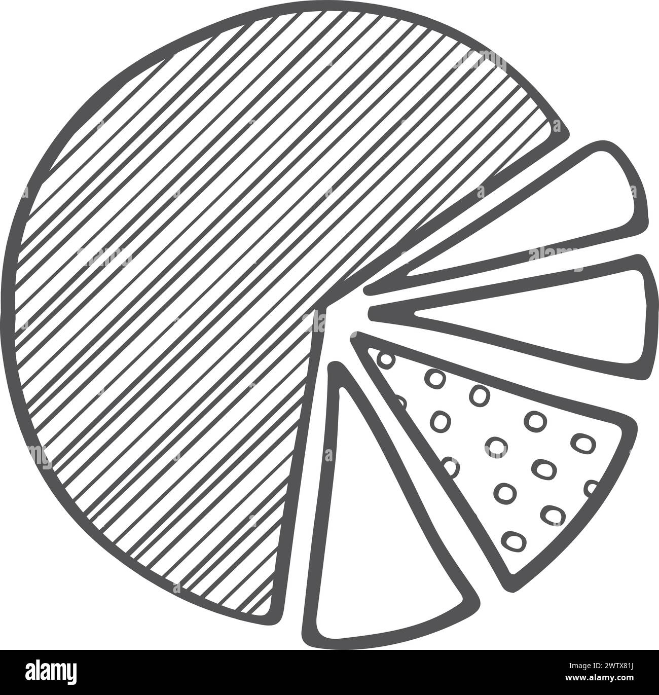 Tableau à secteurs griffonnage. Symbole infographique de distribution des données Illustration de Vecteur