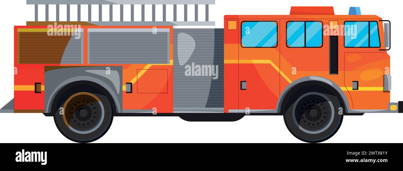 Icône de camion de pompier. Symbole de transport rouge de dessin animé Illustration de Vecteur