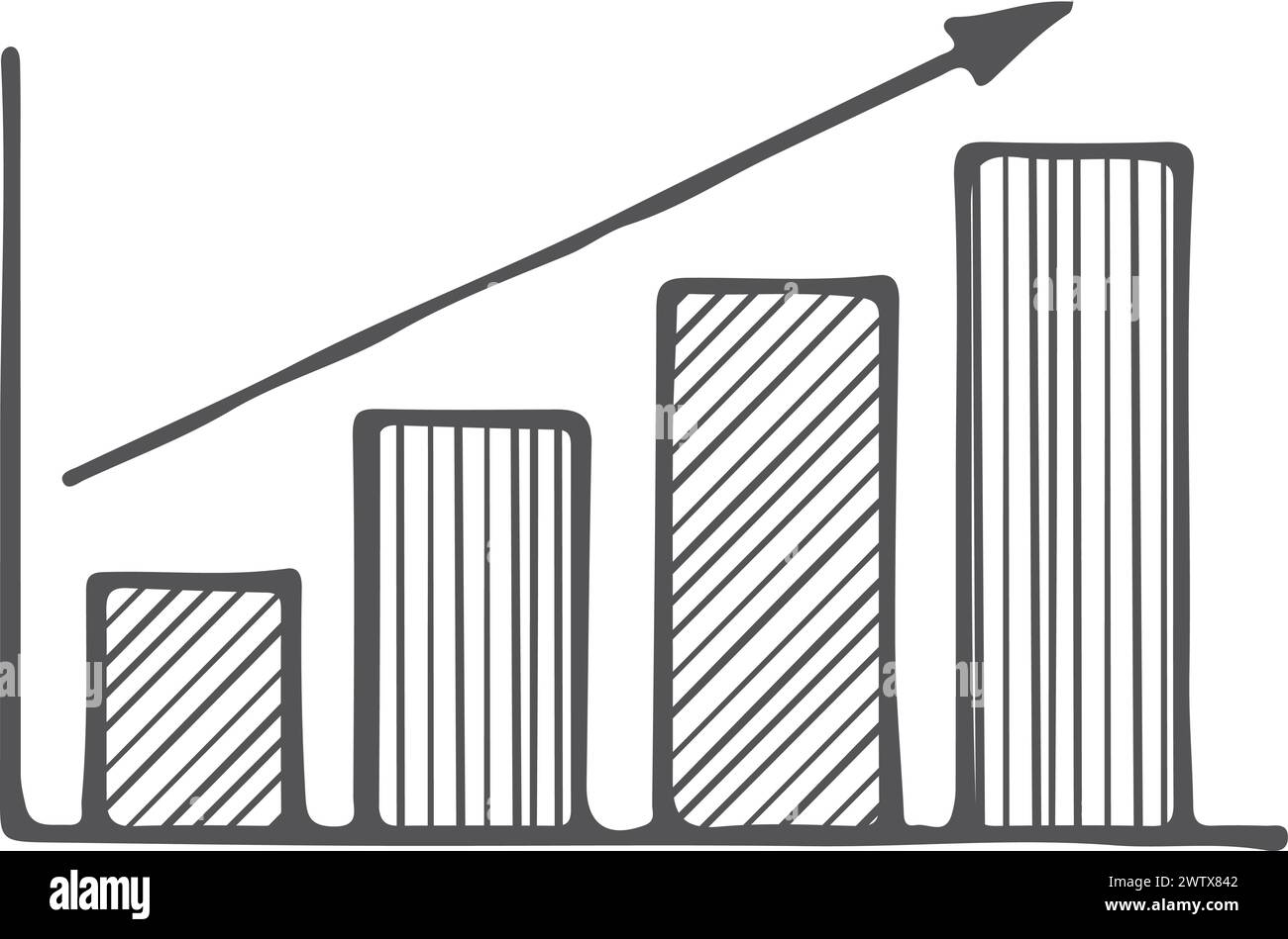 Graphique de données avec croquis de croissance. Analyse commerciale de l'innovation Illustration de Vecteur