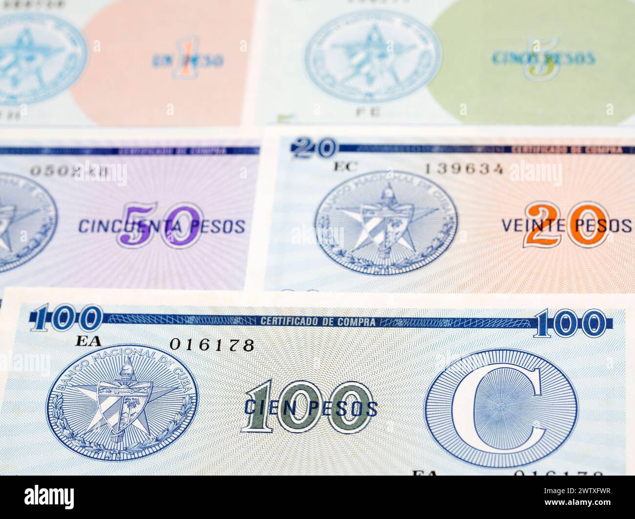 Argent cubain - Peso - certificat de change un fond d'entreprise Banque D'Images