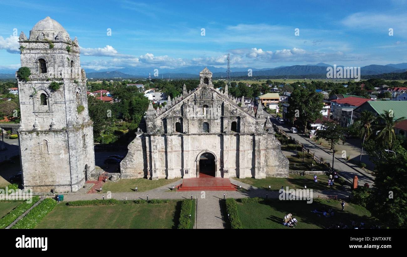 Une vue aérienne de l'église San Agustin à Paoay, Philippines Banque D'Images