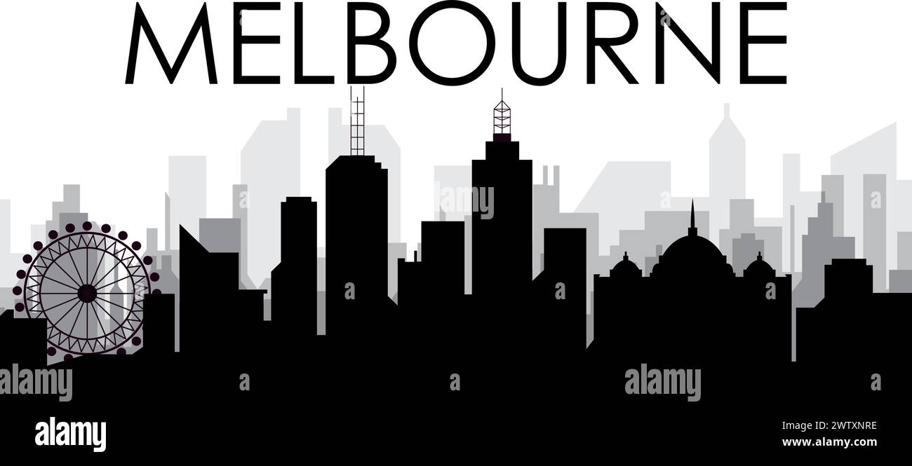 Panorama urbain de MELBOURNE, AUSTRALIE Illustration de Vecteur