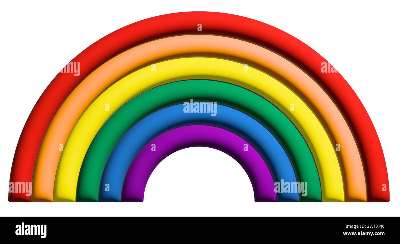 Rainbow Pride drapeau symbole d'icône de style d'illustration 3D isolé sur fond blanc Banque D'Images