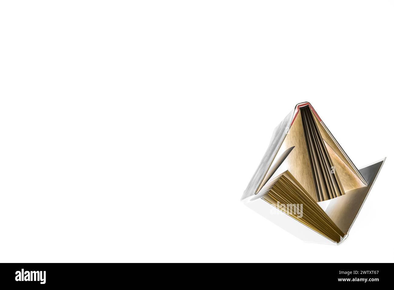 les livres ouverts se tiennent sur fond blanc Banque D'Images