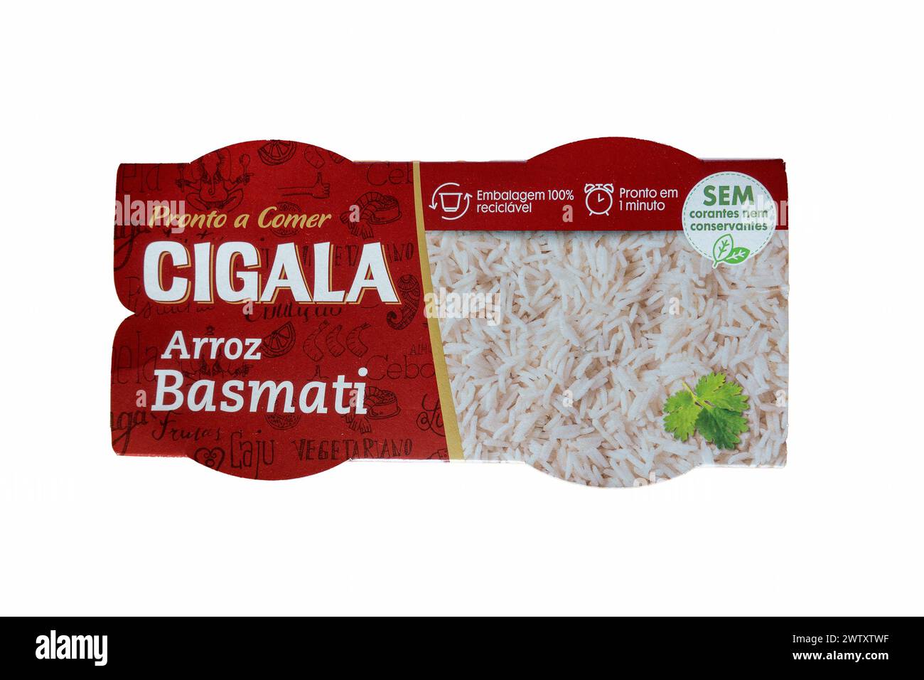 Cigala Brand instant Cook Basmati Rice emballage à vendre dans les supermarchés portugais isolé découpé sur fond blanc Banque D'Images