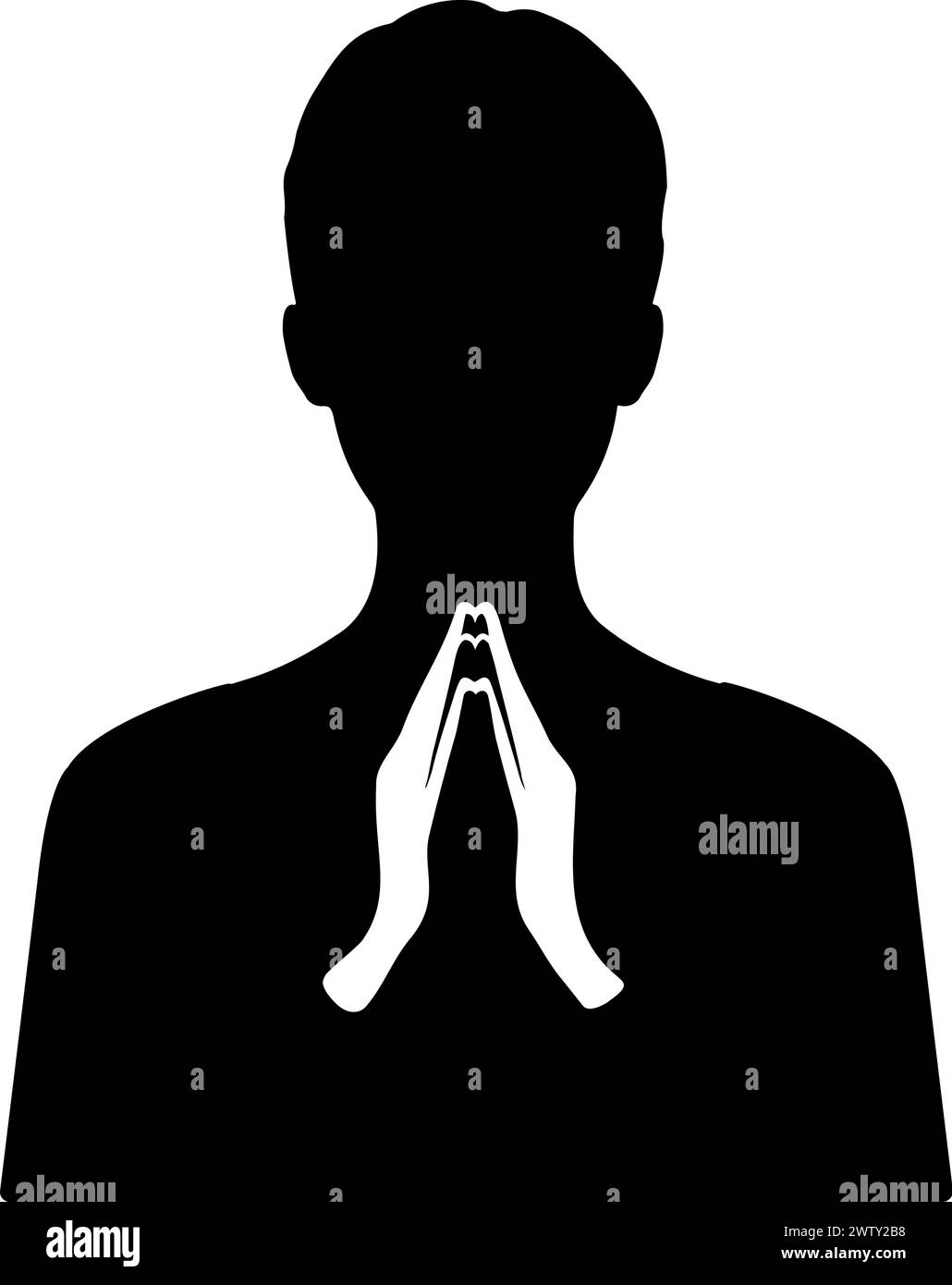 Silhouette de personne priant. Mains pliées pour la prière. Illustration vectorielle Illustration de Vecteur