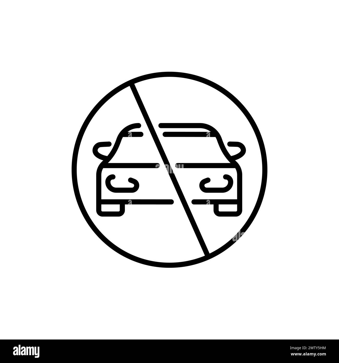 Aucun symbole de signe d'icône de ligne de voiture isolé sur fond blanc. Icône de ligne aucun véhicule autorisé Illustration de Vecteur
