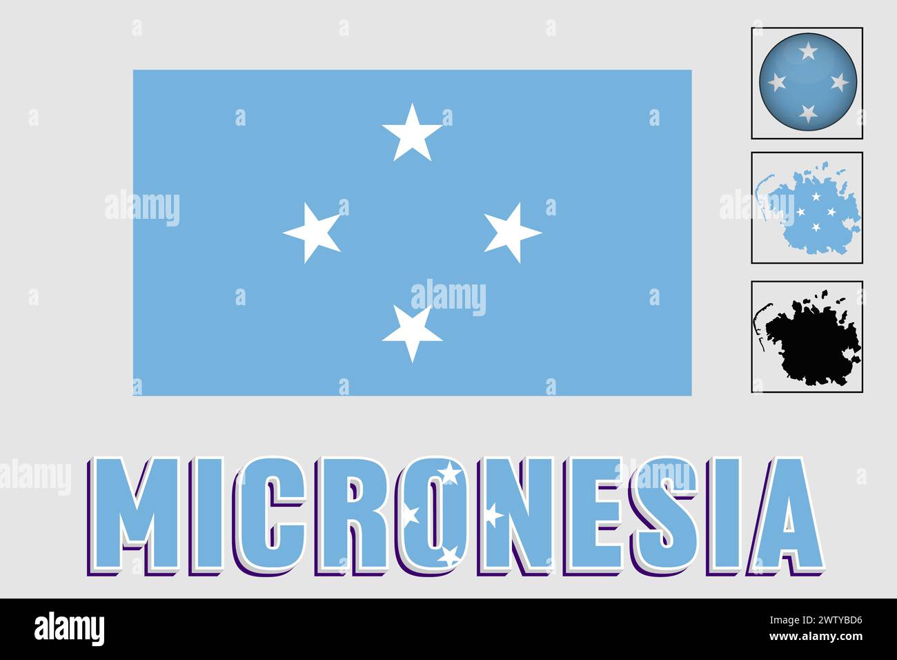Drapeau et carte de Micronésie dans un graphique vectoriel Illustration de Vecteur