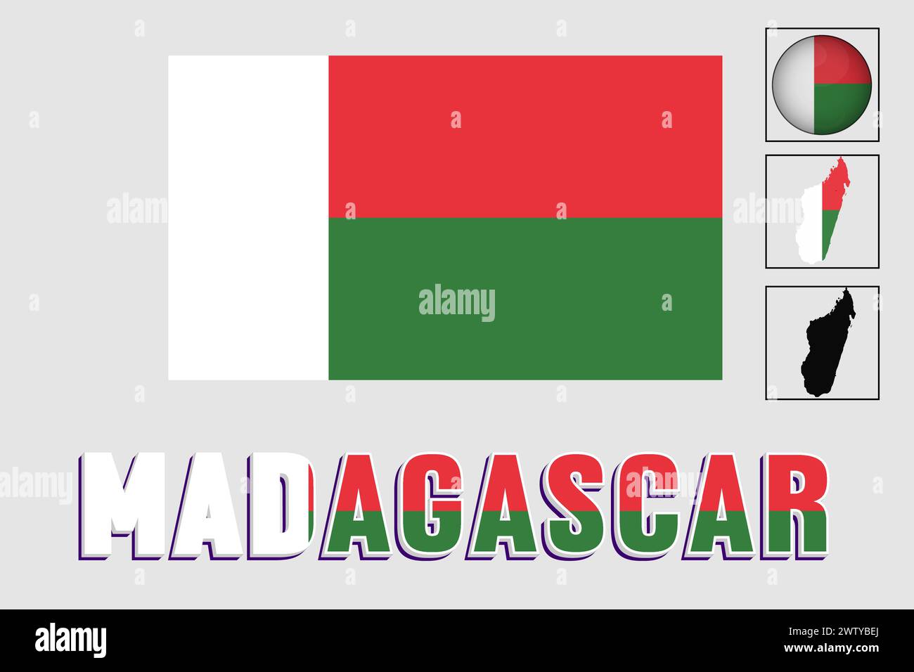 Drapeau et carte de Madagascar dans un graphique vectoriel Illustration de Vecteur