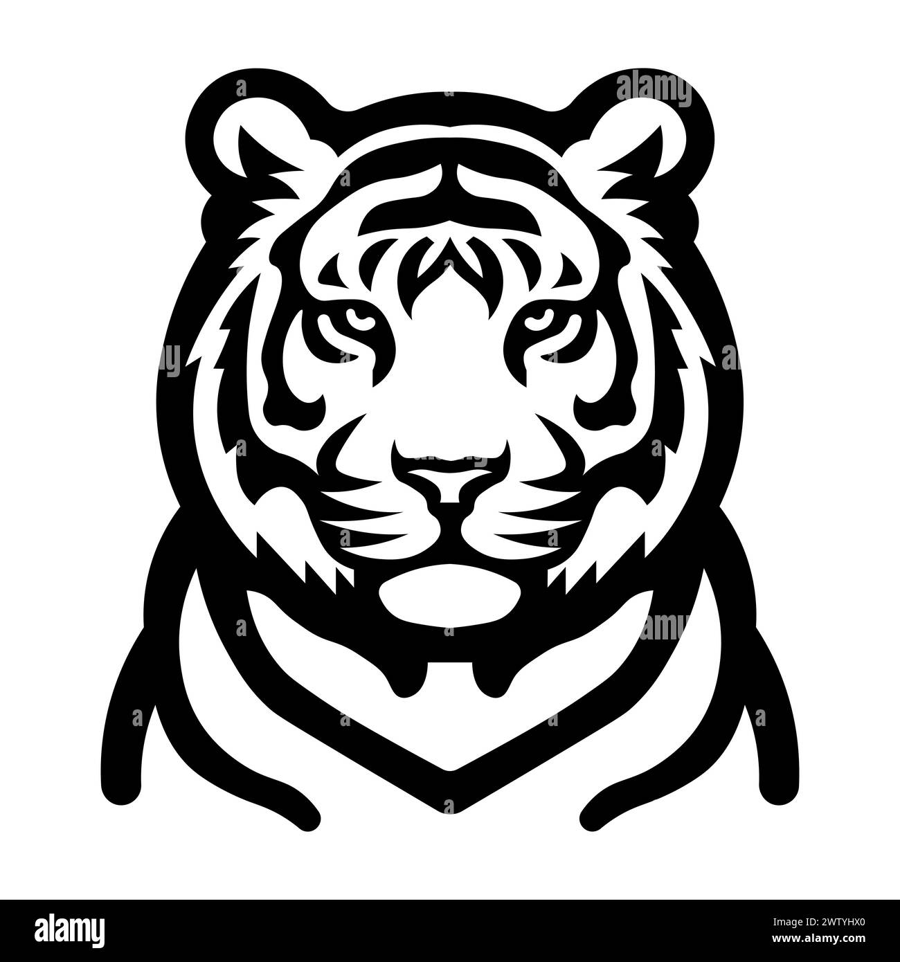 icône de tigre vecteur noir sur fond blanc Illustration de Vecteur