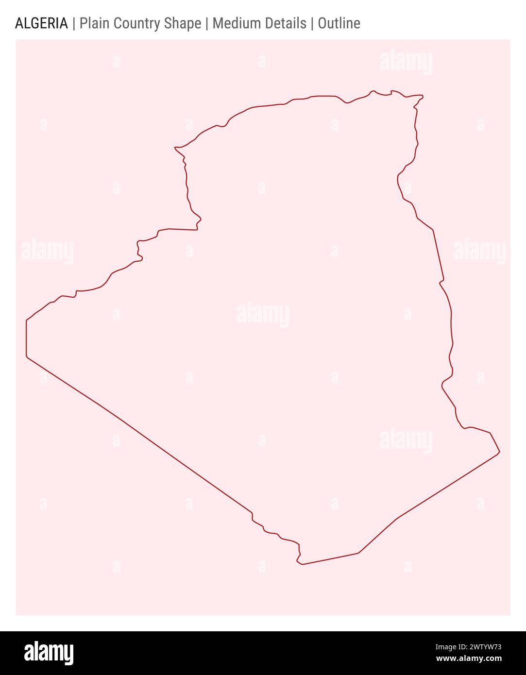 Carte du pays de plaine de l'Algérie. Détails moyens. Style de contour. Forme de l'Algérie. Illustration vectorielle. Illustration de Vecteur