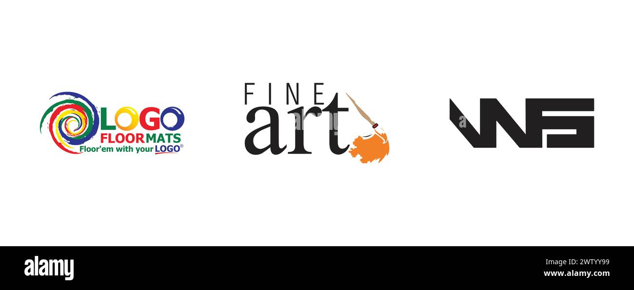 Tapis de sol, Web Sviluppo, beaux-arts delhi.Arts et design éditorial collection de logo. Illustration de Vecteur
