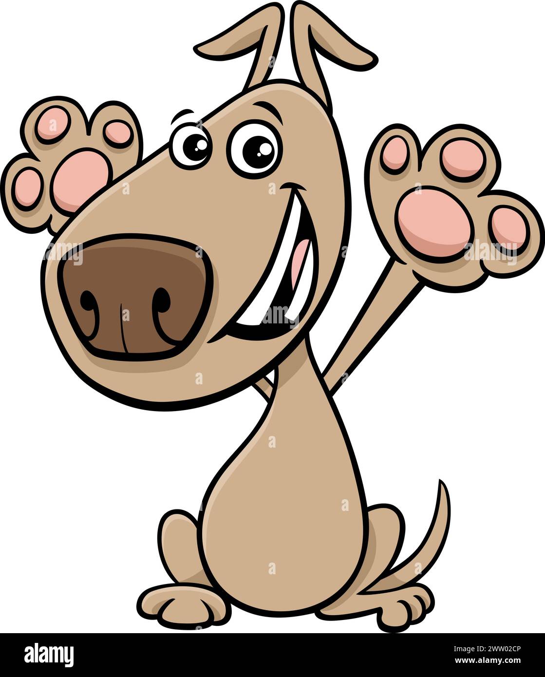 Illustration de dessin animé du personnage animal de chien beige heureux Illustration de Vecteur