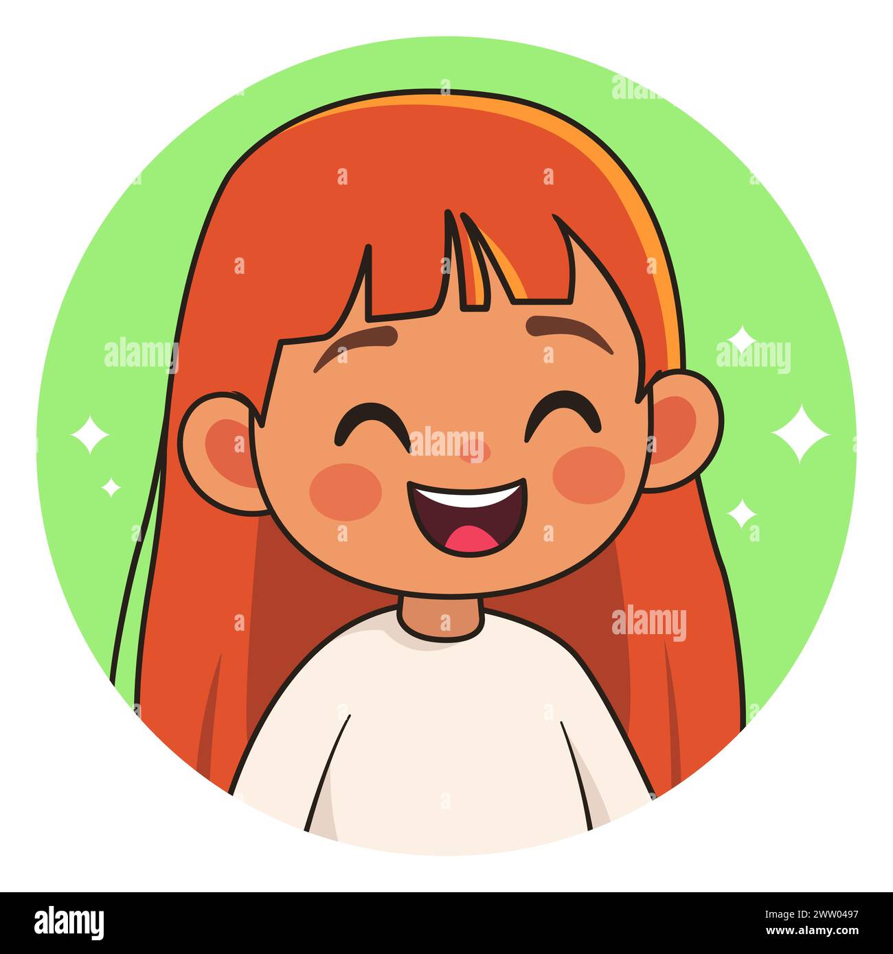Fille rousse souriante. Enfant heureux. Avatar pour les réseaux sociaux. Illustration vectorielle. Illustration de Vecteur