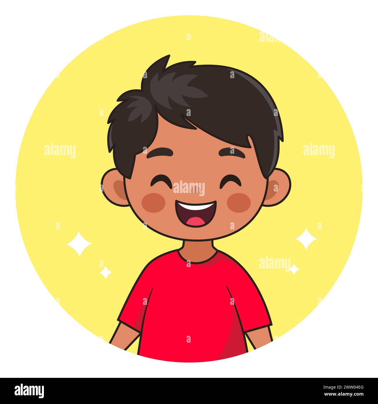 Garçon chinois souriant. Enfant heureux. Avatar pour les réseaux sociaux. Illustration vectorielle. Illustration de Vecteur