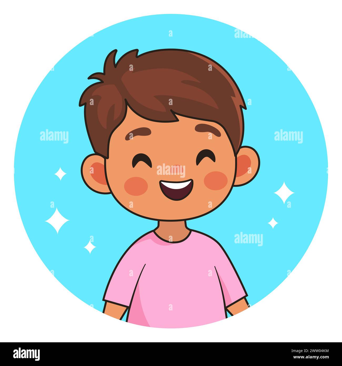 Garçon souriant. Enfant heureux. Avatar pour les réseaux sociaux. Illustration vectorielle. Illustration de Vecteur