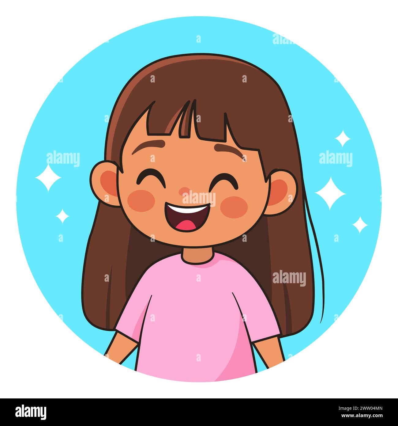 Fille souriante. Enfant heureux. Avatar pour les réseaux sociaux. Illustration vectorielle. Illustration de Vecteur