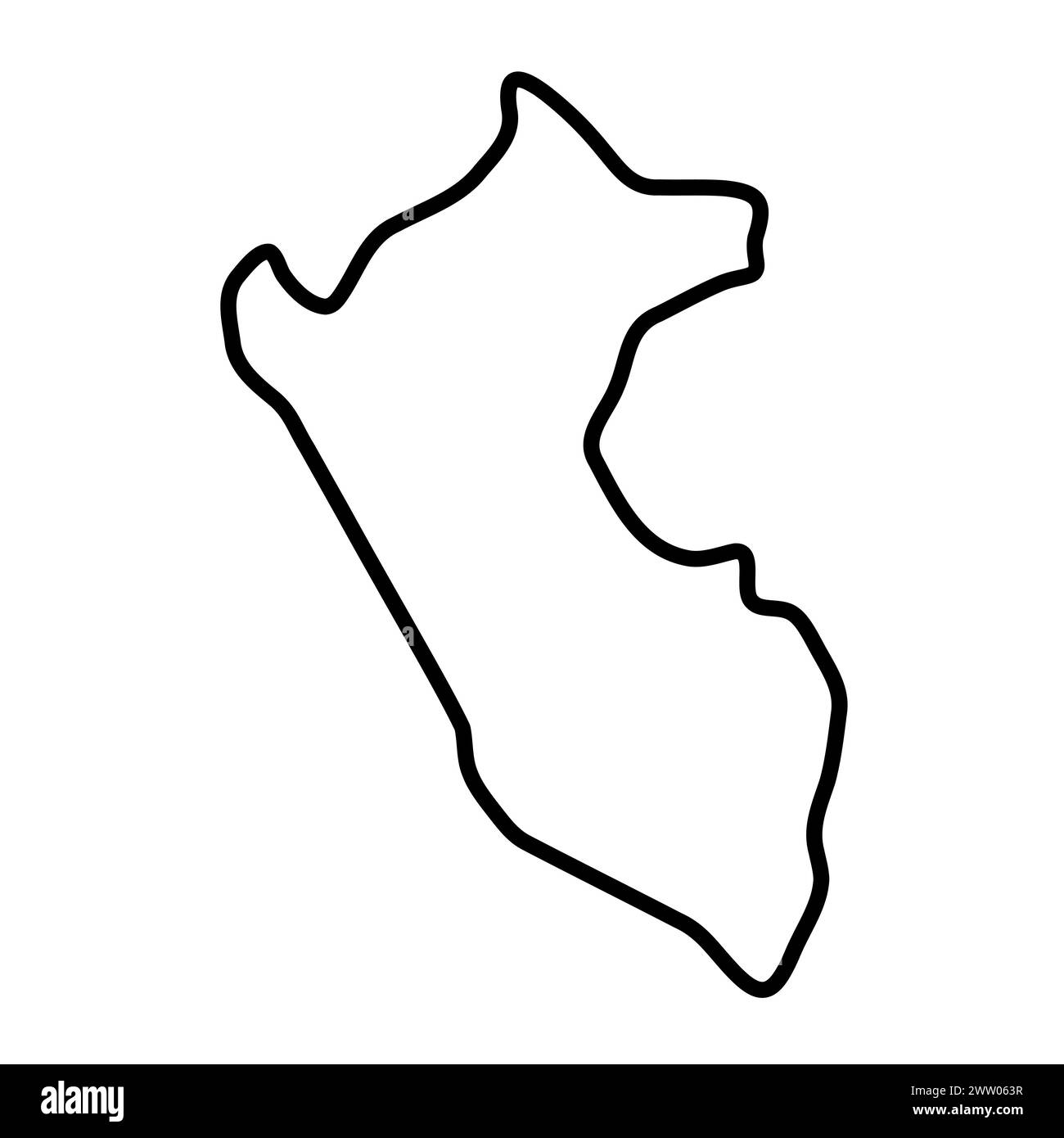 Carte simplifiée du pays Pérou. Contour noir épais. Icône vectorielle simple Illustration de Vecteur