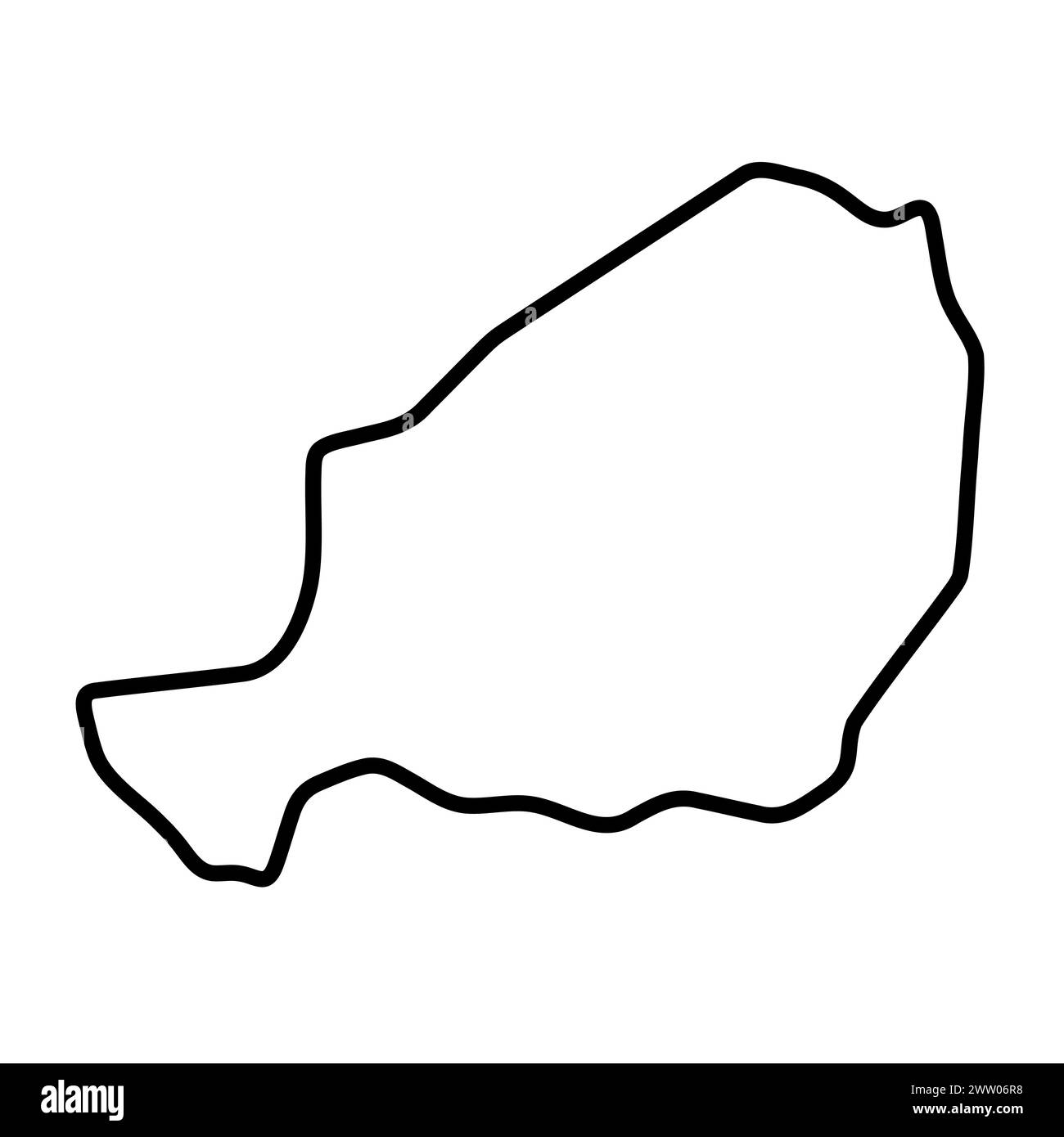 Carte simplifiée du pays Niger. Contour noir épais. Icône vectorielle simple Illustration de Vecteur