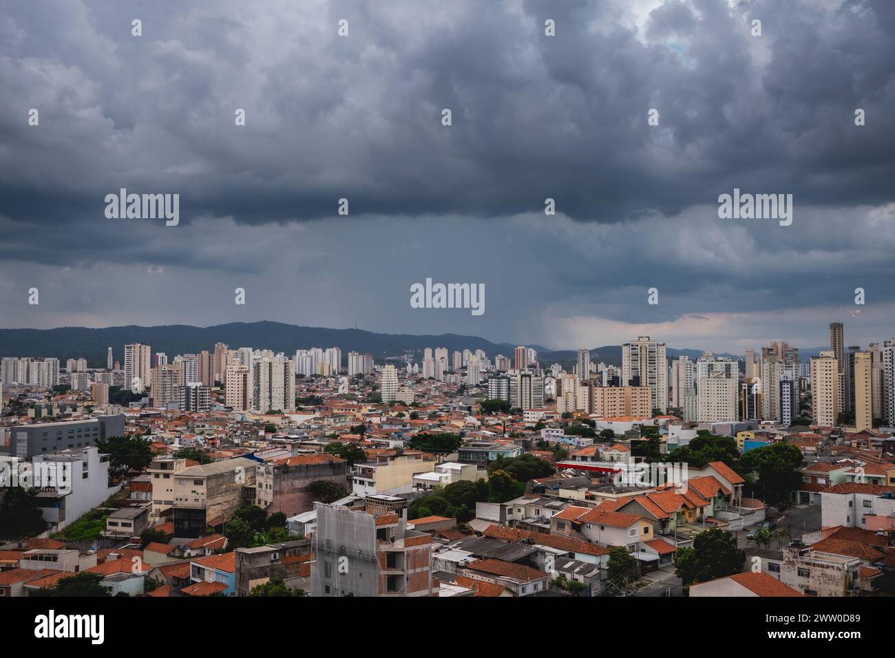 Vue Arial de la zone nord de la ville São Paulo, Brésil. Banque D'Images