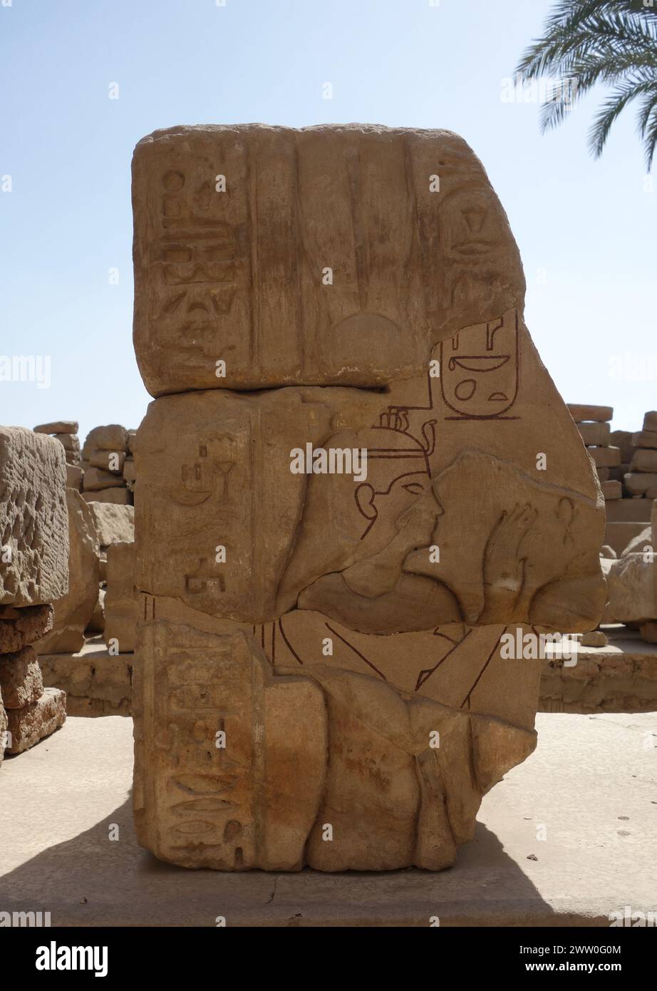 Projet de conservation Musée en plein air dans une section Temple de Louxor. Vestiges des temples de Louxor et Karnak. Ptolémée XII Neos Dionysos Banque D'Images