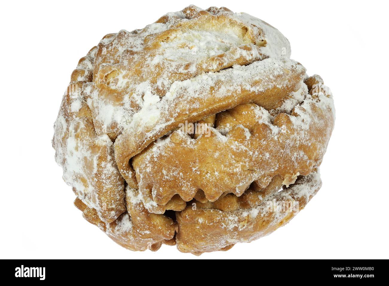Rothenburger Schneeball (pâte boule de neige de la ville allemande de Rothenburg) isolé sur fond blanc Banque D'Images