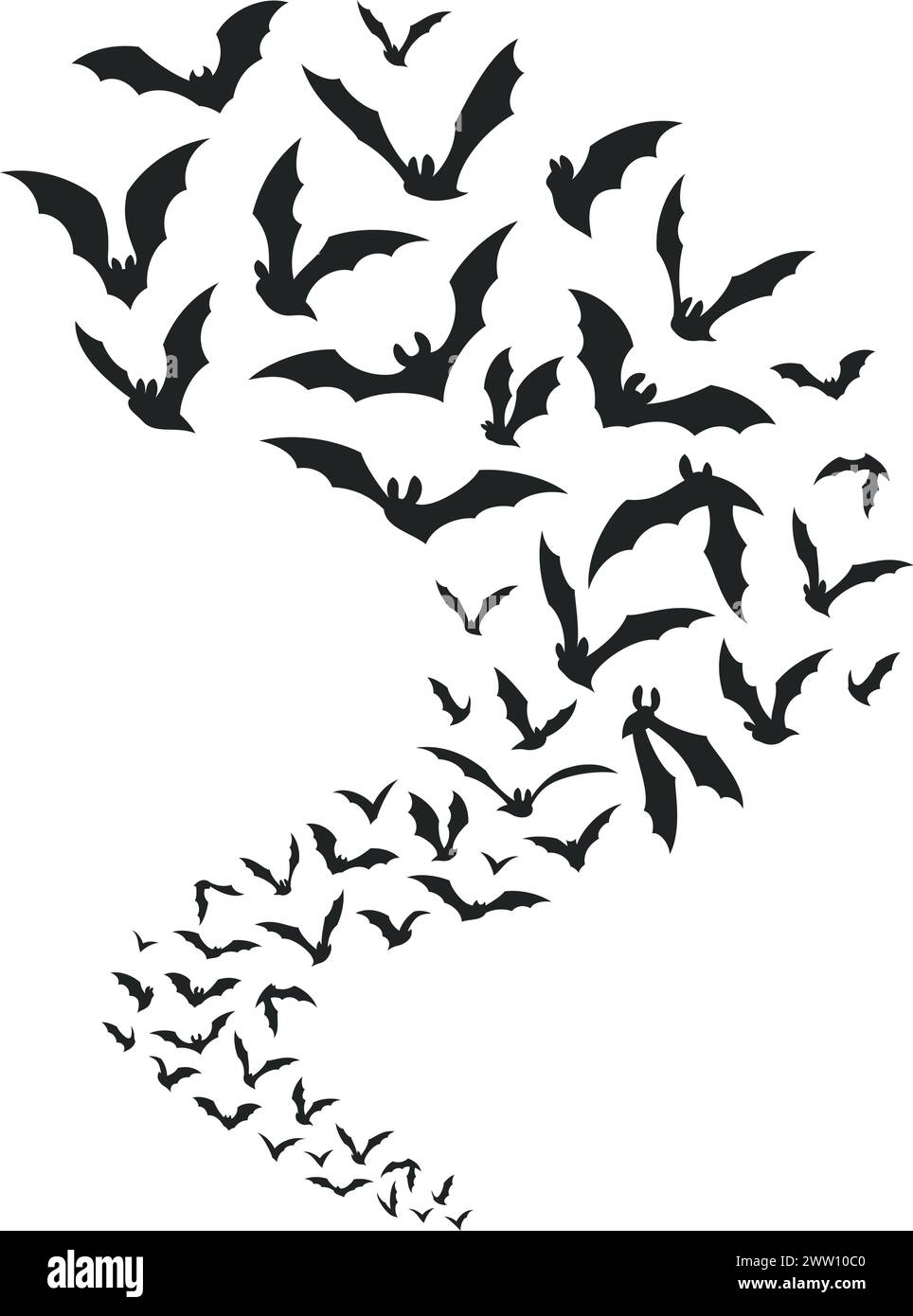Les chauves-souris volantes essaient une silhouette noire. Décoration d'Halloween Illustration de Vecteur