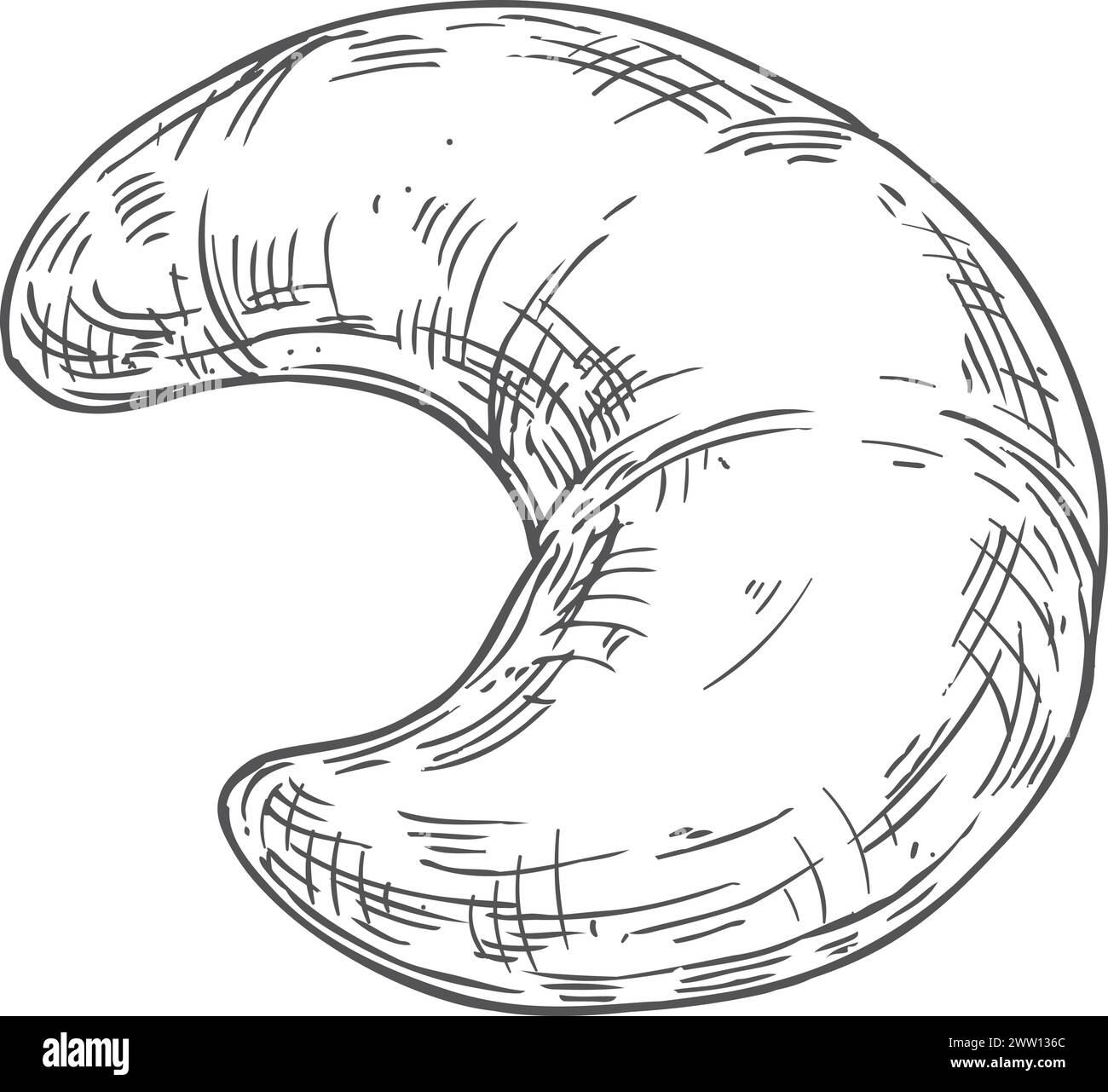 Croquis kifli. Boulangerie fraîche. Pâtisserie fraîche savoureuse Illustration de Vecteur