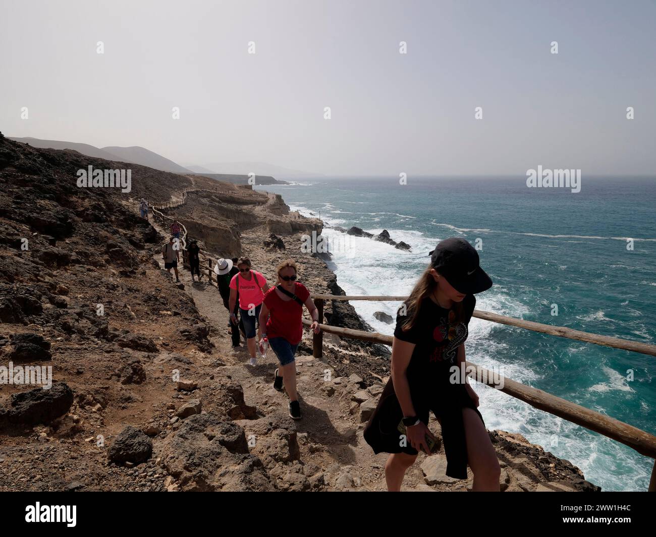 Le sentier des dunes fossiles d'Ajuy et les paysages étonnants des grottes d'Ajuy, Ajuy, Pajara, côte ouest de Fuerteventura, îles Canaries, Espagne Banque D'Images